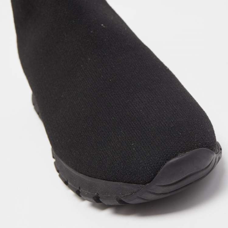 Pre Owned Prada Black Knit Fabric Sock Runner High Top Sneakers Size 40