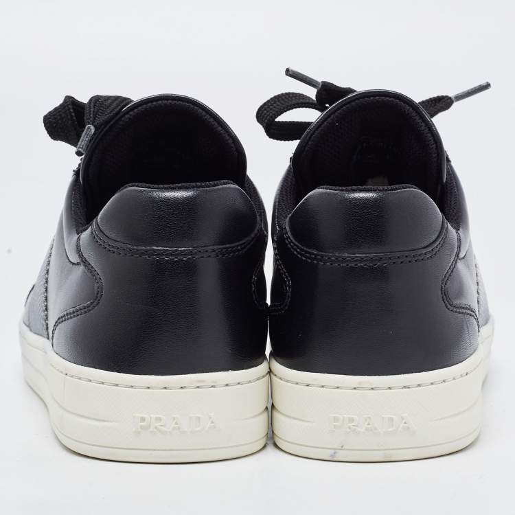 Pre Owned Prada Black Leather Low Top Sneakers Size 38