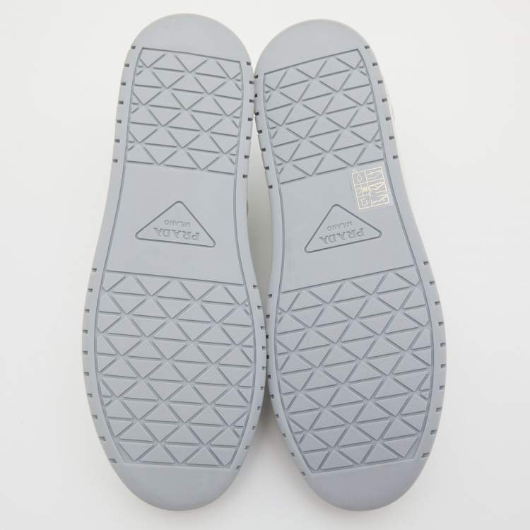 Pre Owned Prada White/Grey Leather Downtown Low-Top Sneakers Size 39
