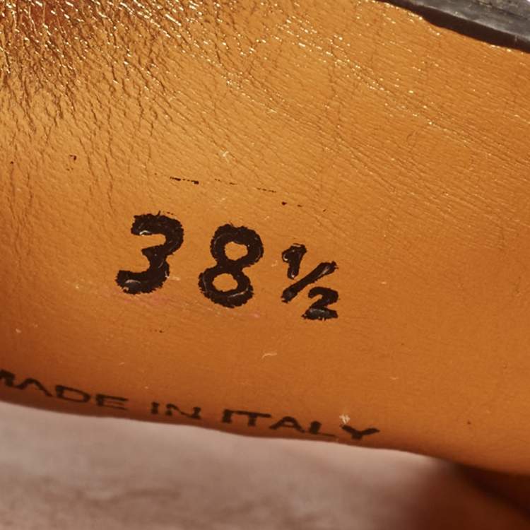 Pre Owned Prada Black/Grey Snakeskin Leather Crystal Embellished Slingback Flats Size 38.5