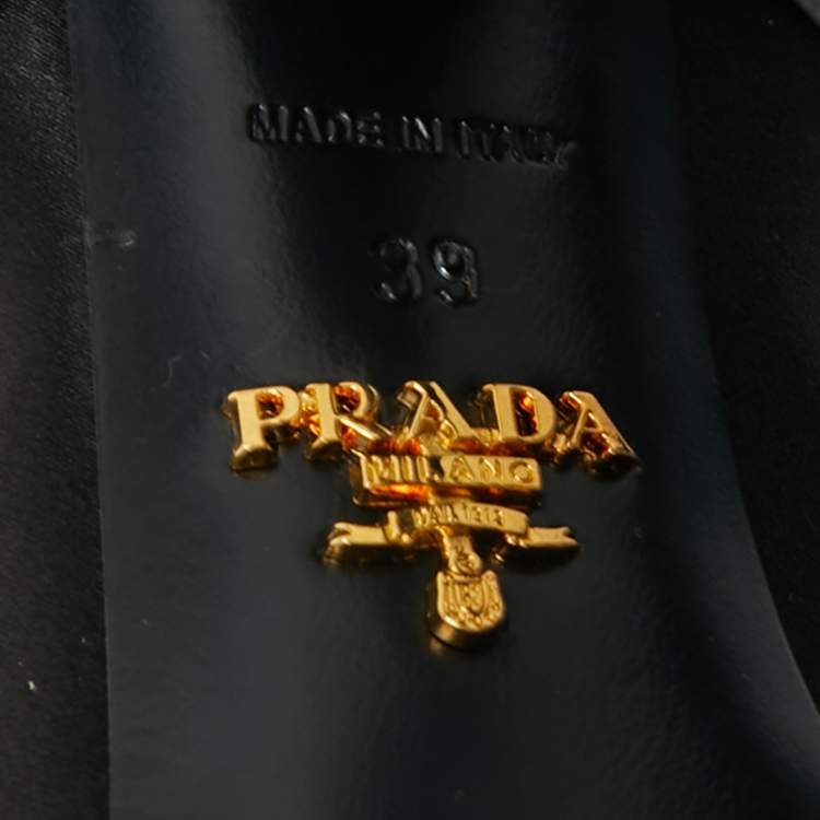 Pre Owned Prada Black Satin Crystal Embellished Pointed Toe Pumps Size 39