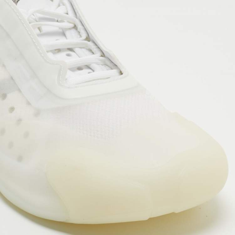 Pre Owned Prada x Adidas White Mesh and Lace Up Sneakers Size 37.5