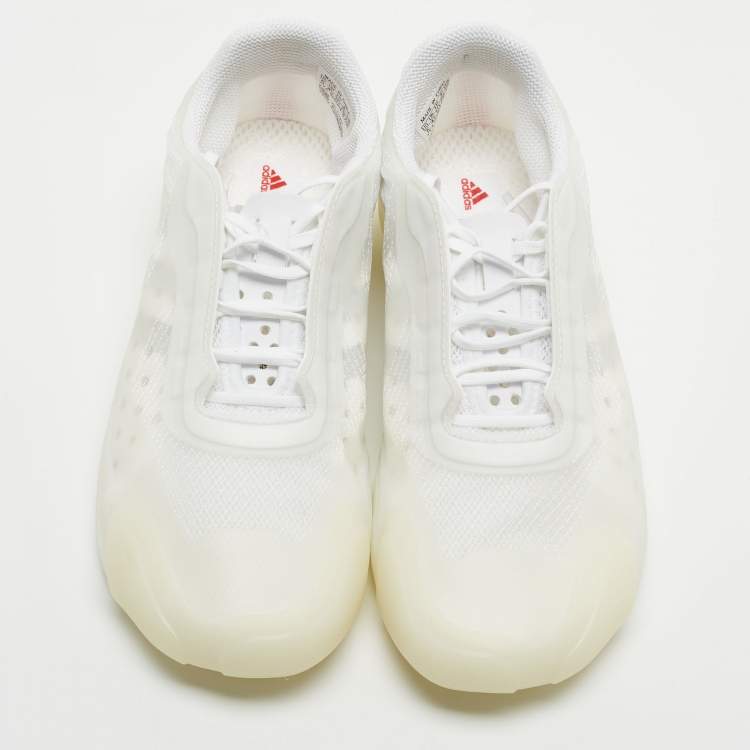 Pre Owned Prada x Adidas White Mesh and Lace Up Sneakers Size 37.5