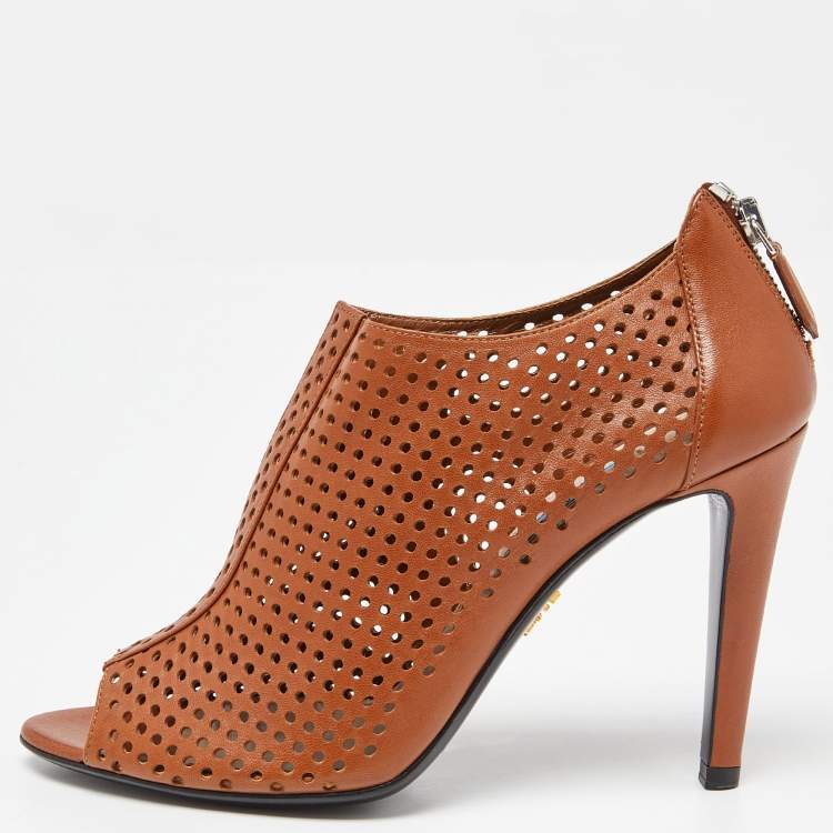 Open toe 2024 brown booties