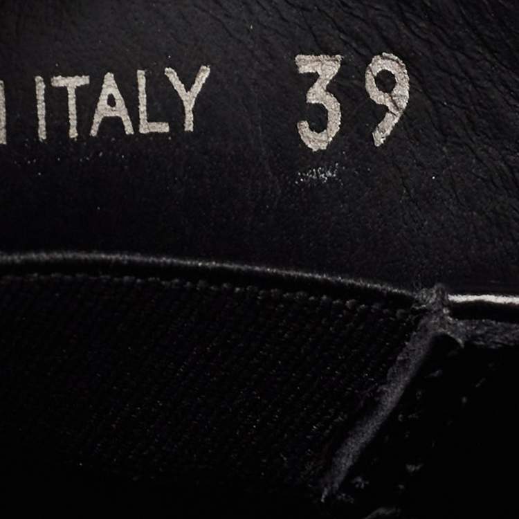 Pre Owned Prada Black Glossy Leather Platform Loafers Size 39