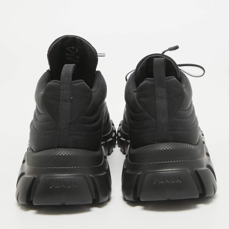 Pre Owned Prada Black Nylon Prax Low Top Sneakers  Size 40