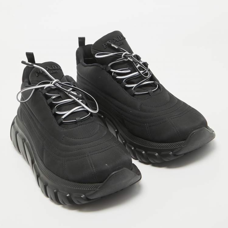 Pre Owned Prada Black Nylon Prax Low Top Sneakers  Size 40