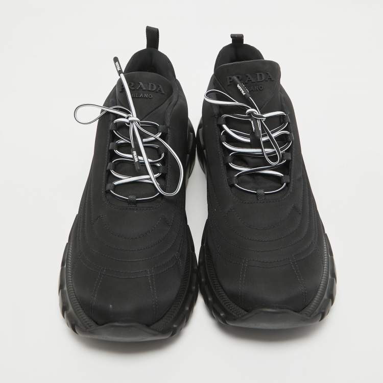 Pre Owned Prada Black Nylon Prax Low Top Sneakers  Size 40