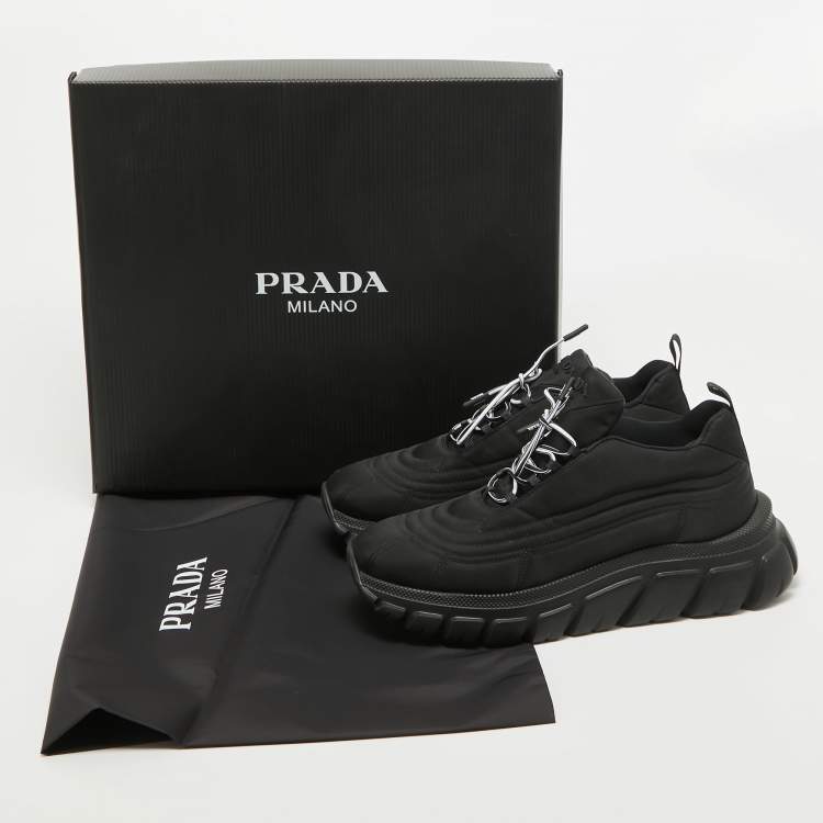 Pre Owned Prada Black Nylon Prax Low Top Sneakers  Size 40
