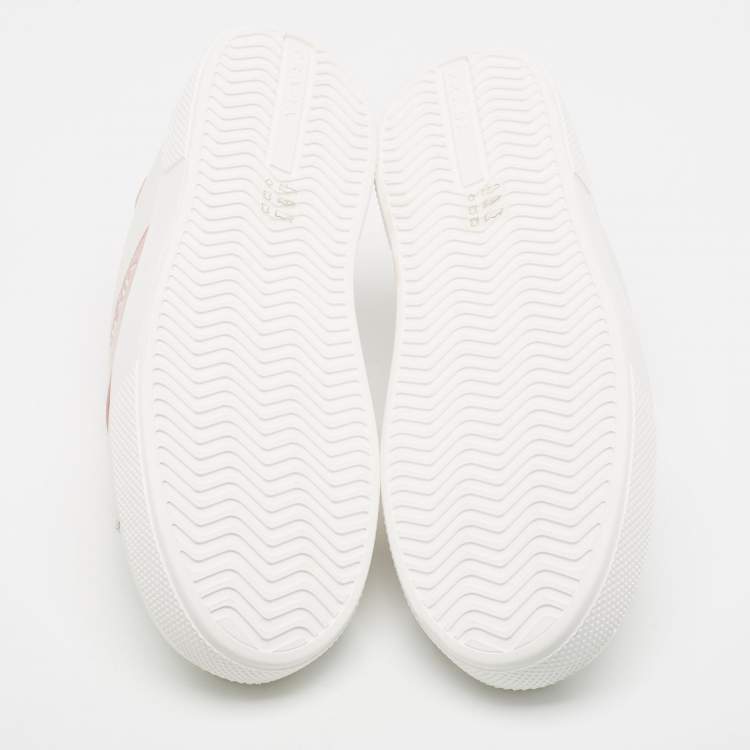 Pre Owned Prada White/Pink Leather Low Top Sneakers Size 39.5