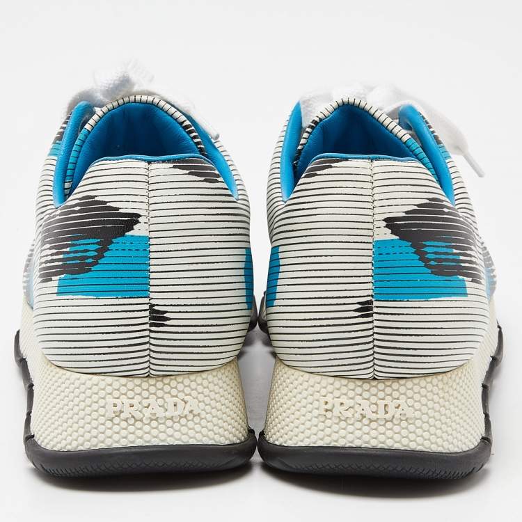 Pre Owned Prada Tricolor Lip Printed Leather Lace Up Sneakers Size 40