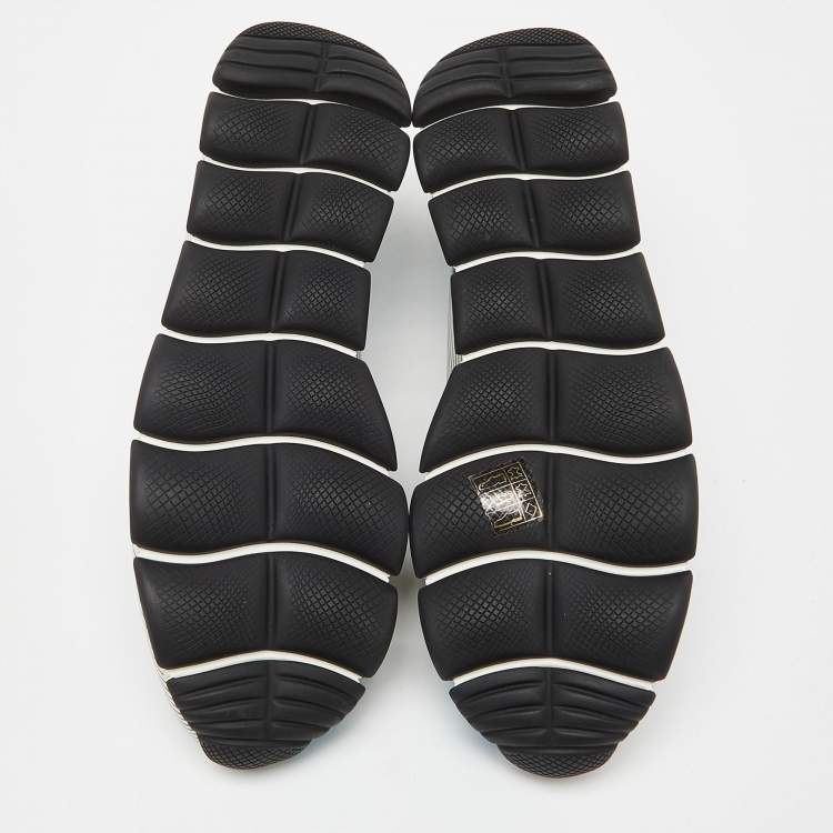 Pre Owned Prada Tricolor Lip Printed Leather Lace Up Sneakers Size 40