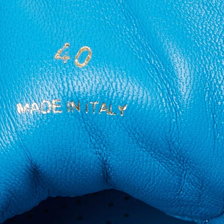 Pre Owned Prada Tricolor Lip Printed Leather Lace Up Sneakers Size 40