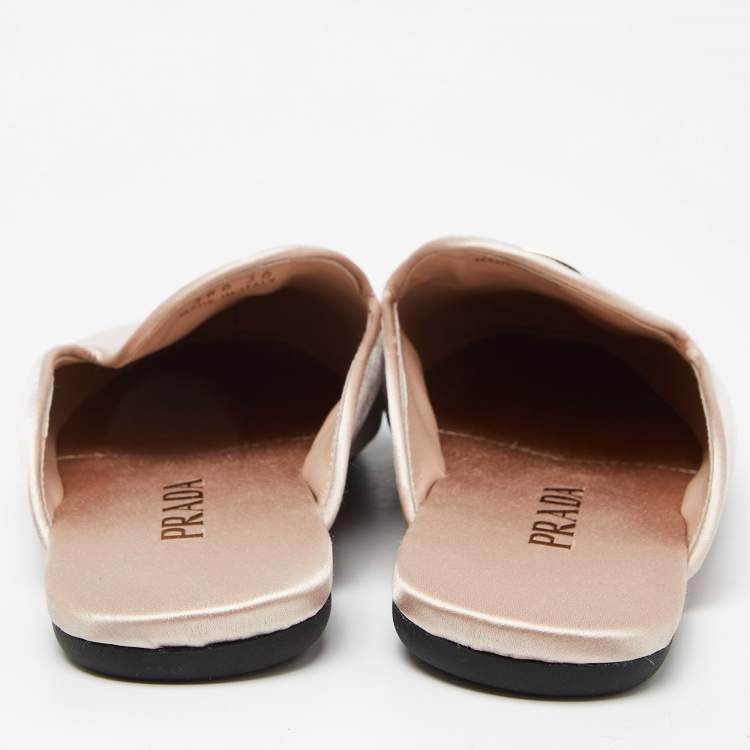 Pre Owned  Prada Baby Pink Velvet Flat Mules Size 36