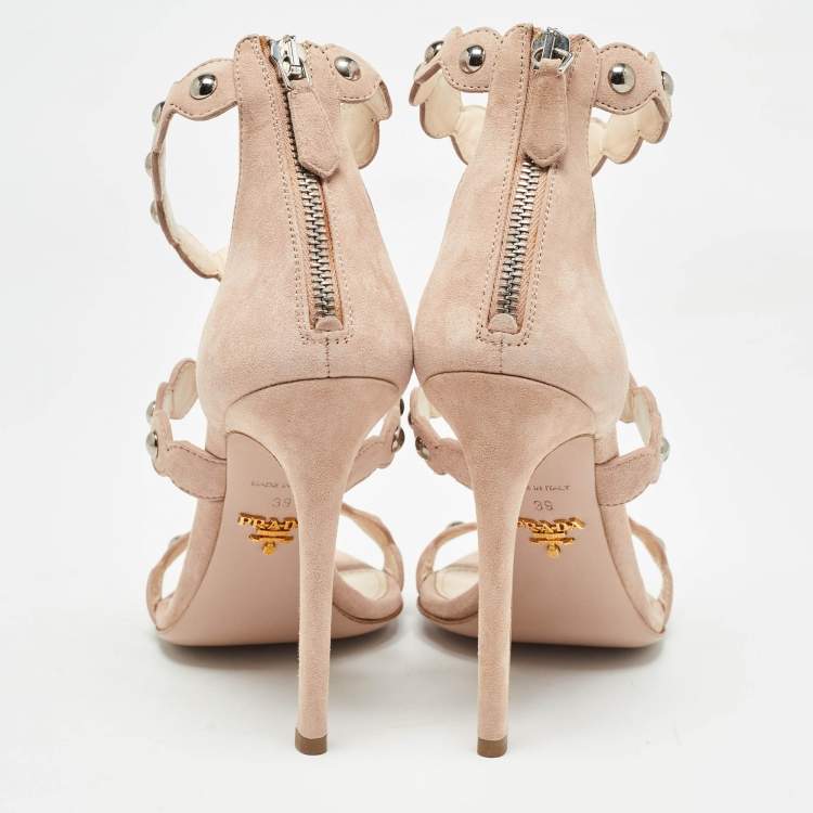 Pre Owned Prada Beige Suede Ankle Strap Sandals Size 39 