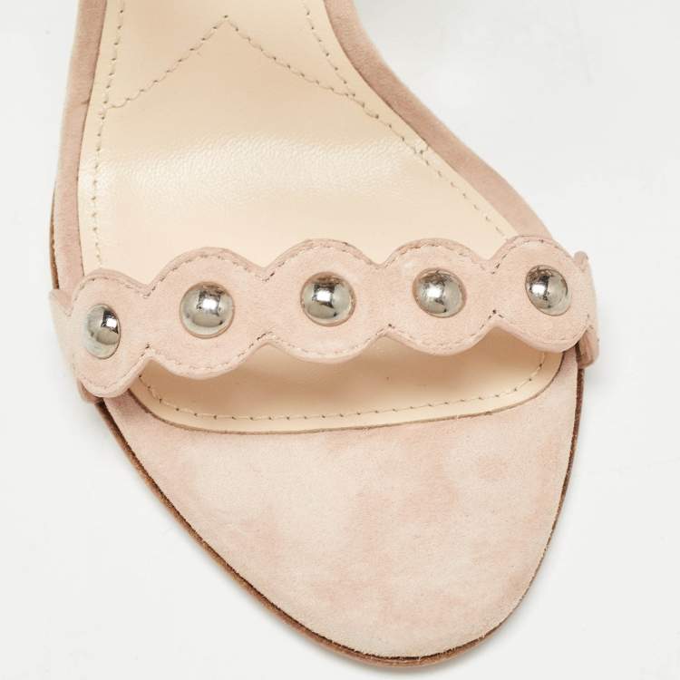 Pre Owned Prada Beige Suede Ankle Strap Sandals Size 39 