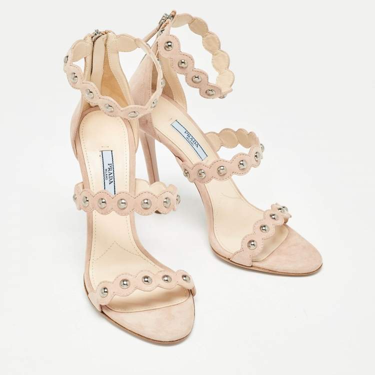 Pre Owned Prada Beige Suede Ankle Strap Sandals Size 39 