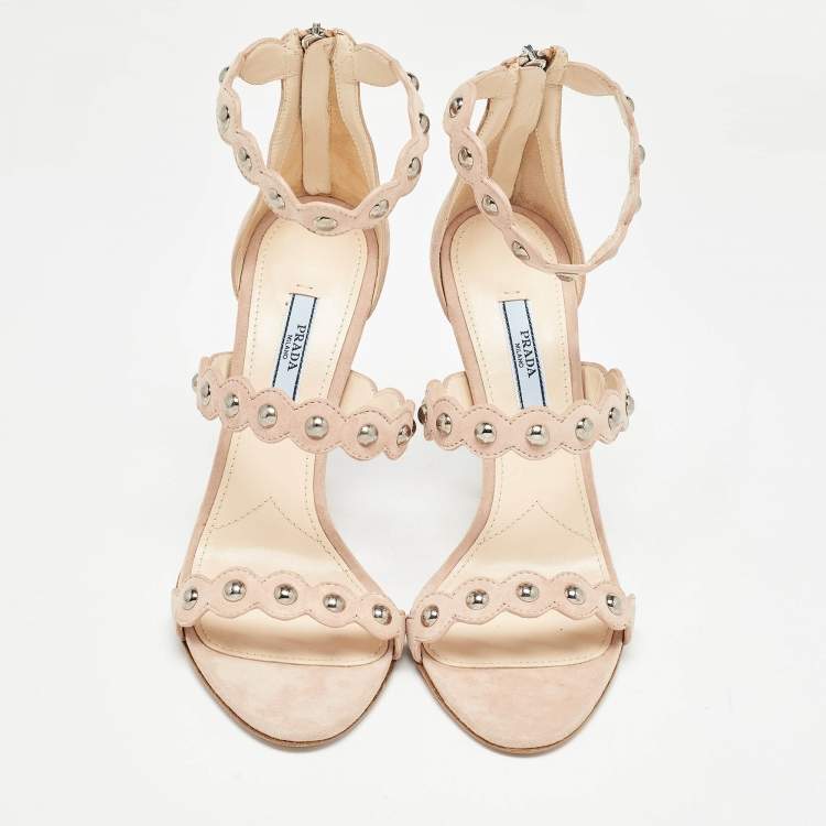 Pre Owned Prada Beige Suede Ankle Strap Sandals Size 39 