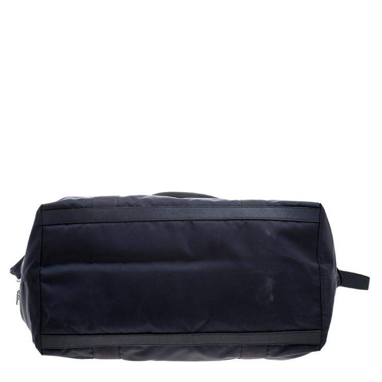 مملوكة مسبقًا Prada Navy Blue Nylon Weekender Bag