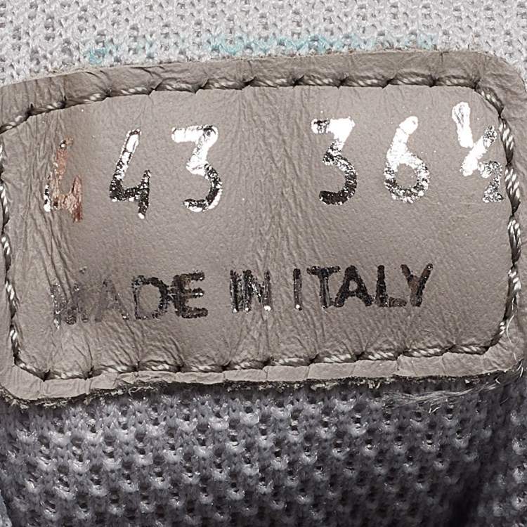 Pre Owned Prada Sport Silver Leather High Top Sneakers Size 36.5