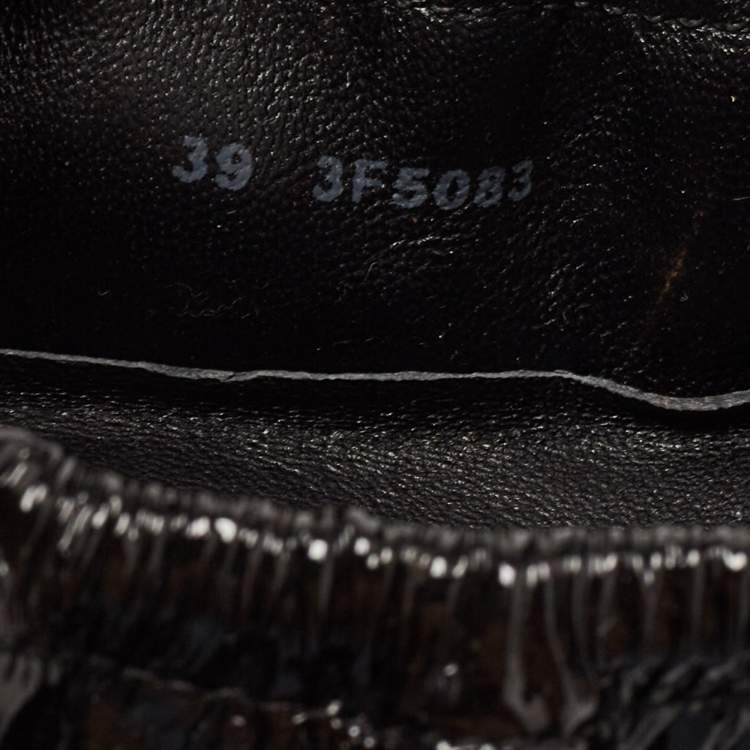 Pre Owned Prada Sport Black Patent Leather Bow Detail Scrunch Ballet Flat Size 39