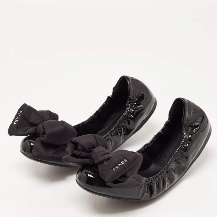 【お洒落を足元から♪】PRADA Woman Ballet flats Black Prada Ballet Flats Sz 37.5 - Luxe Du Jour