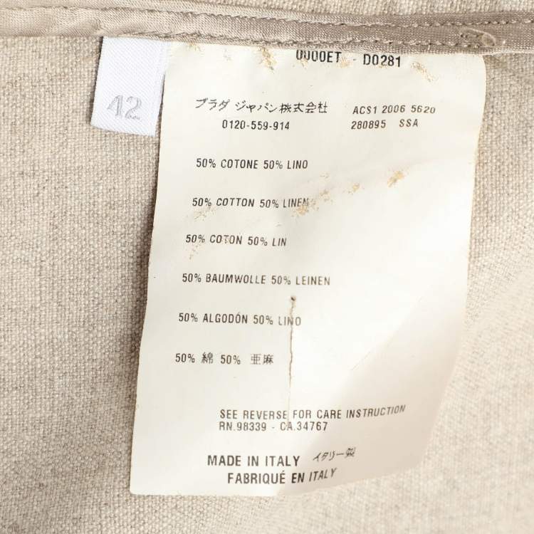 Pre Owned Prada Sport Beige Cotton Linen Coat M