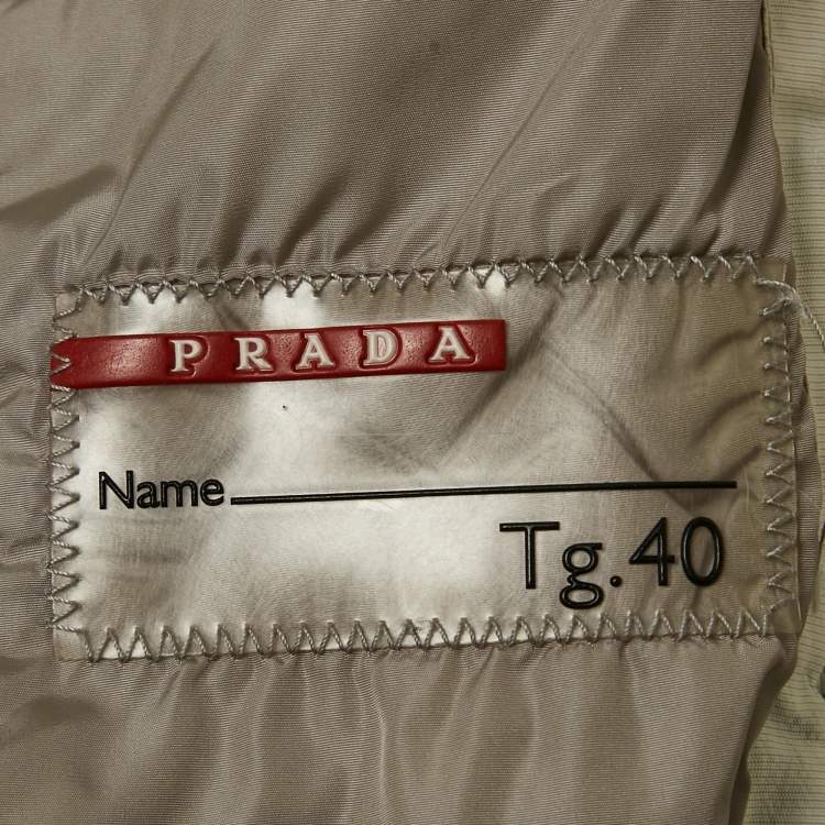 Pre Owned Prada White Nylon Blend Belt Detail Quilted Jacket S