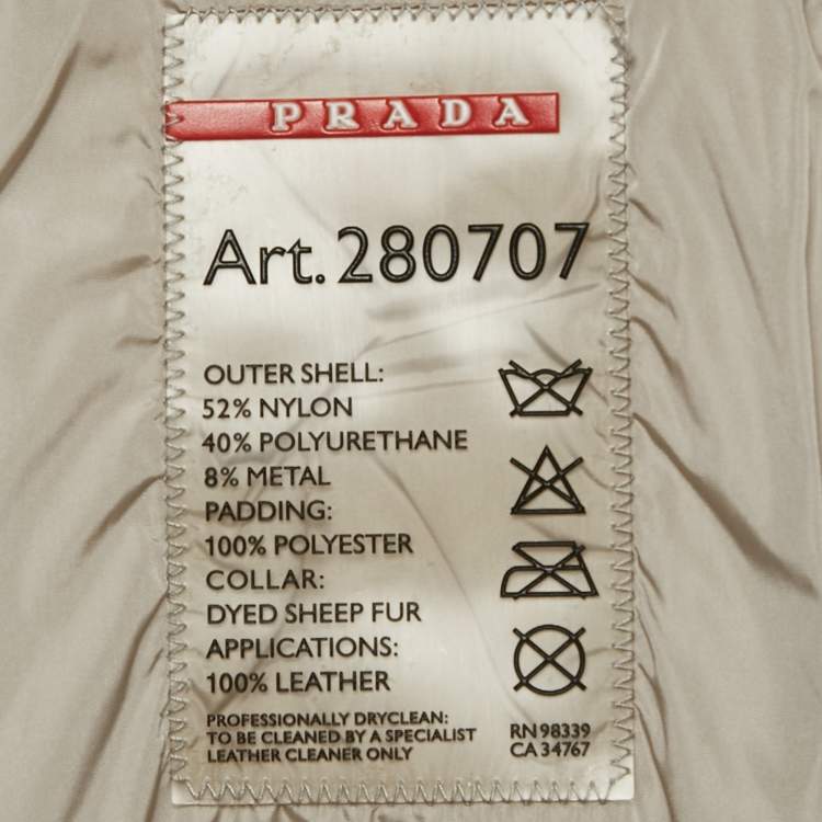 Pre Owned Prada White Nylon Blend Belt Detail Quilted Jacket S