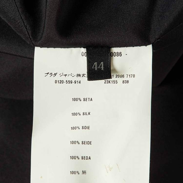 مملوكة مسبقًا Prada Sport Black Silk Shirring Detail Midi Dress M