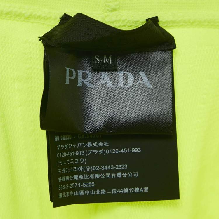 Pre Owned Prada Sport Neon Green Textured Jersey Leggings S/M 