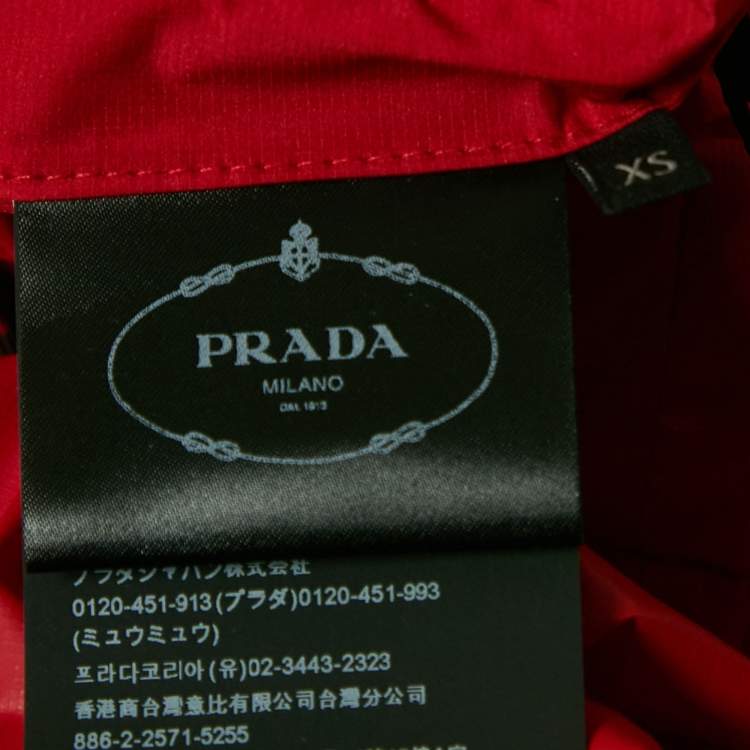 Pre Owned Prada Sport Red Logo Detail Waist Nylon Shorts XS