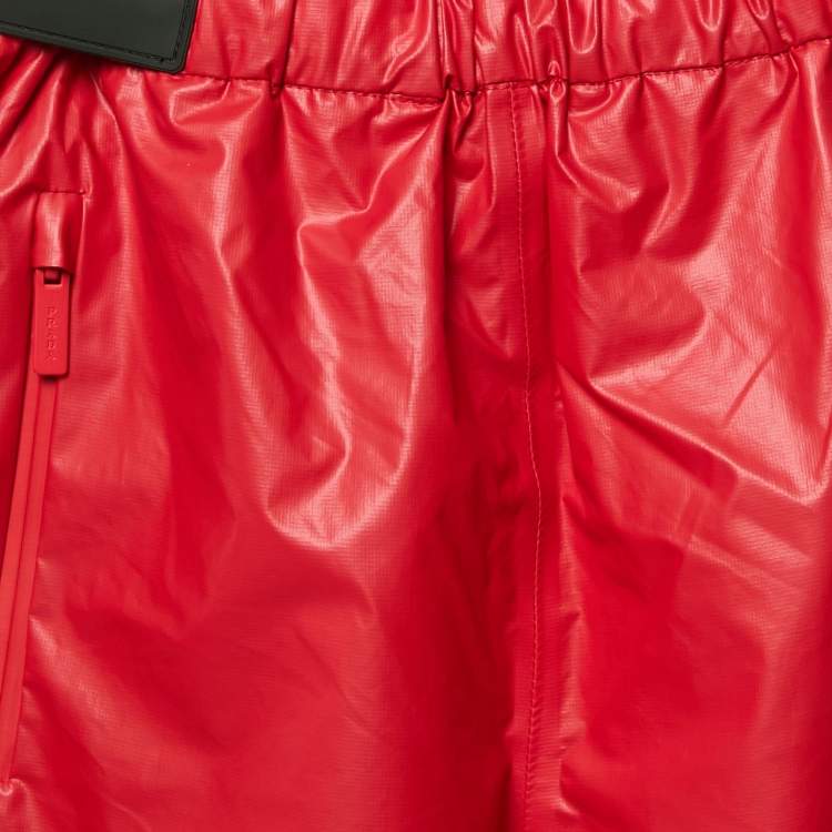 Pre Owned Prada Sport Red Logo Detail Waist Nylon Shorts XS