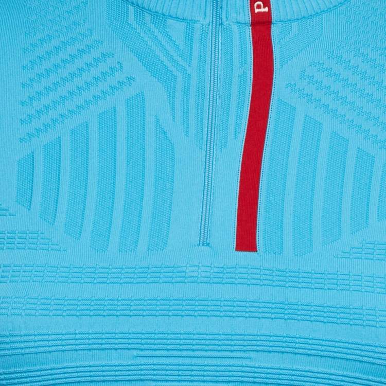 Pre Owned Prada Sport Blue Textured Technical Jersey Crop Jacket S