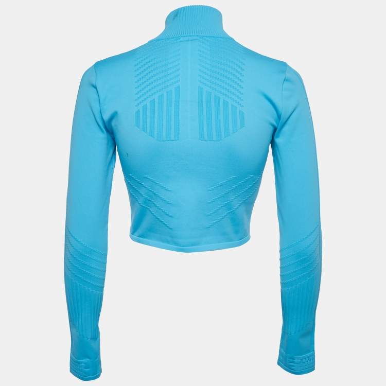 Pre Owned Prada Sport Blue Textured Technical Jersey Crop Jacket S