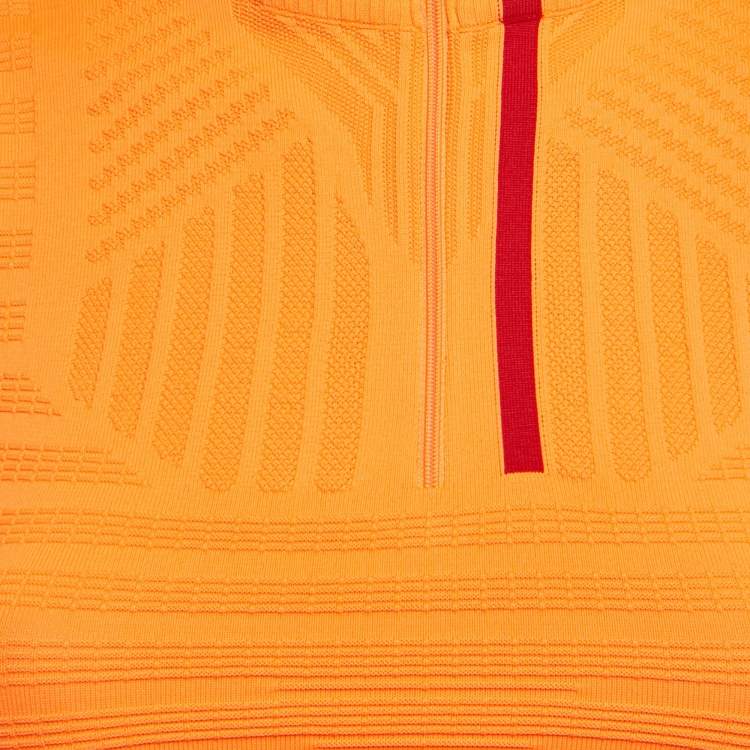 Pre Owned Prada Sport Orange Textured Technical Jersey Crop Top S