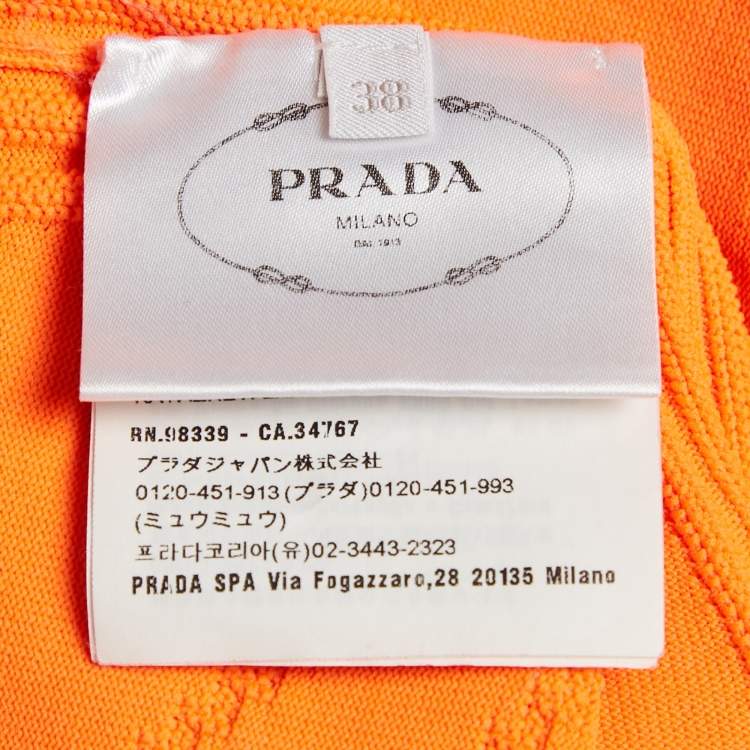 Pre Owned Prada Sport Orange Textured Technical Jersey Crop Top S