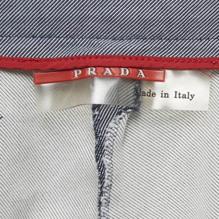 Pre Owned Prada Sport Blue Gabardine Pants S/Waist 26"