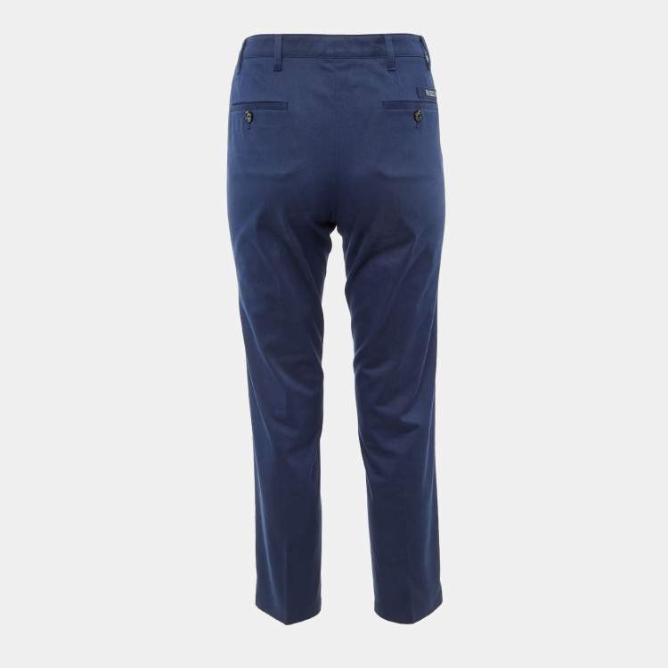 Pre Owned Prada Sport Navy Blue Cotton Regular Fit Trousers M