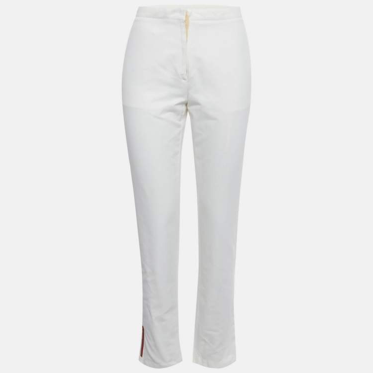 Pre Owned Prada Sport White Cotton Trousers M