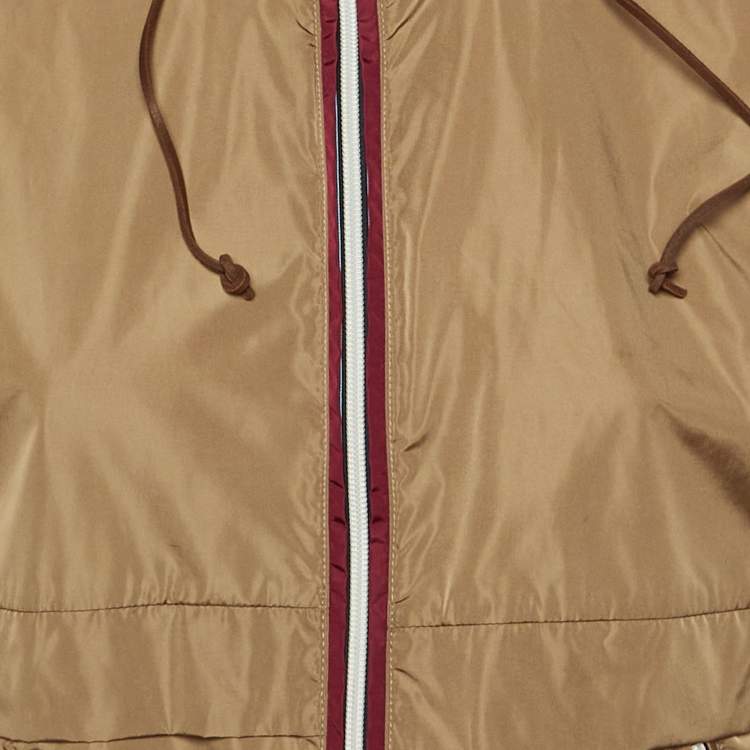 Pre Owned Prada Sport Brown Nylon Concealed Hood Zip Up Jacket L