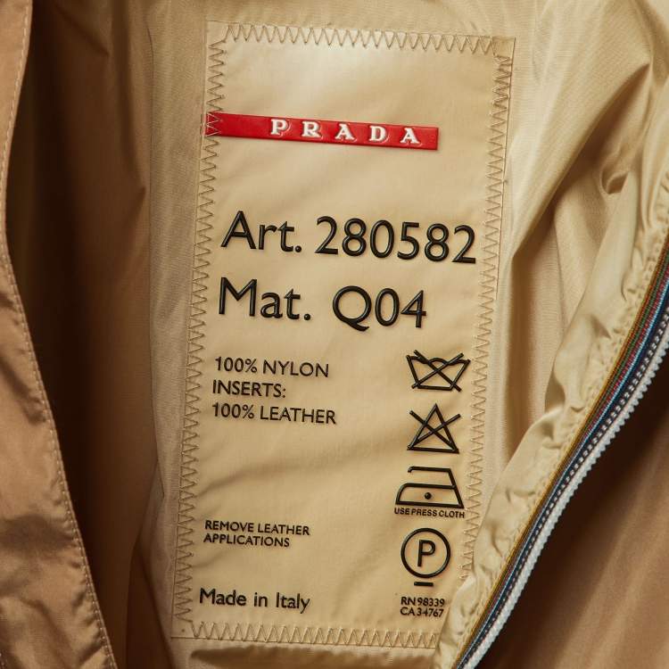 Pre Owned Prada Sport Brown Nylon Concealed Hood Zip Up Jacket L
