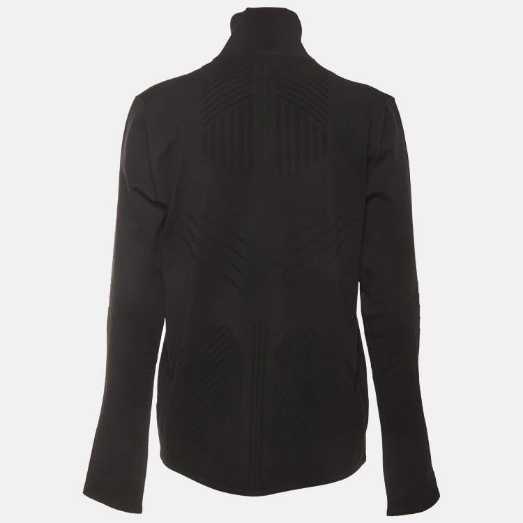 Pre Owned Prada Sport Black Textured Stretch Knit Pullover L