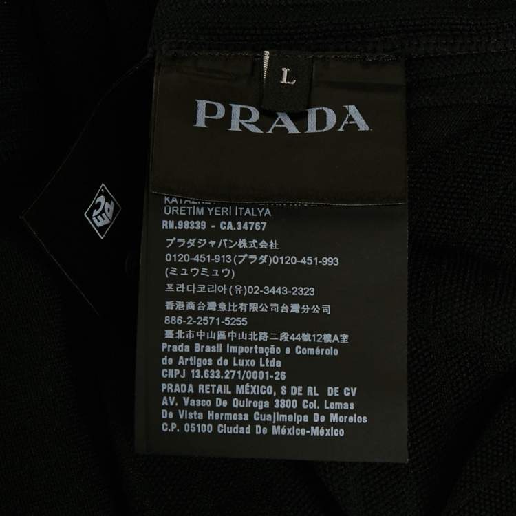 Pre Owned Prada Sport Black Textured Stretch Knit Pullover L