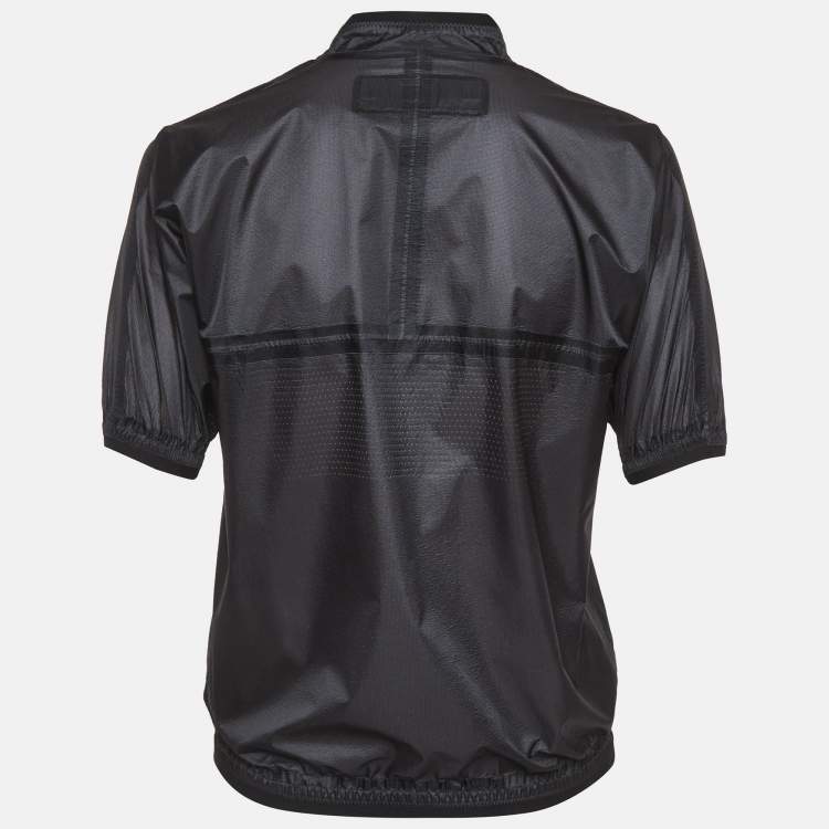 Pre Owned قميص برادا سبورت نايلون بشعار رقعة أسود كبير