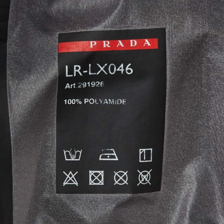 Pre Owned قميص برادا سبورت نايلون بشعار رقعة أسود كبير