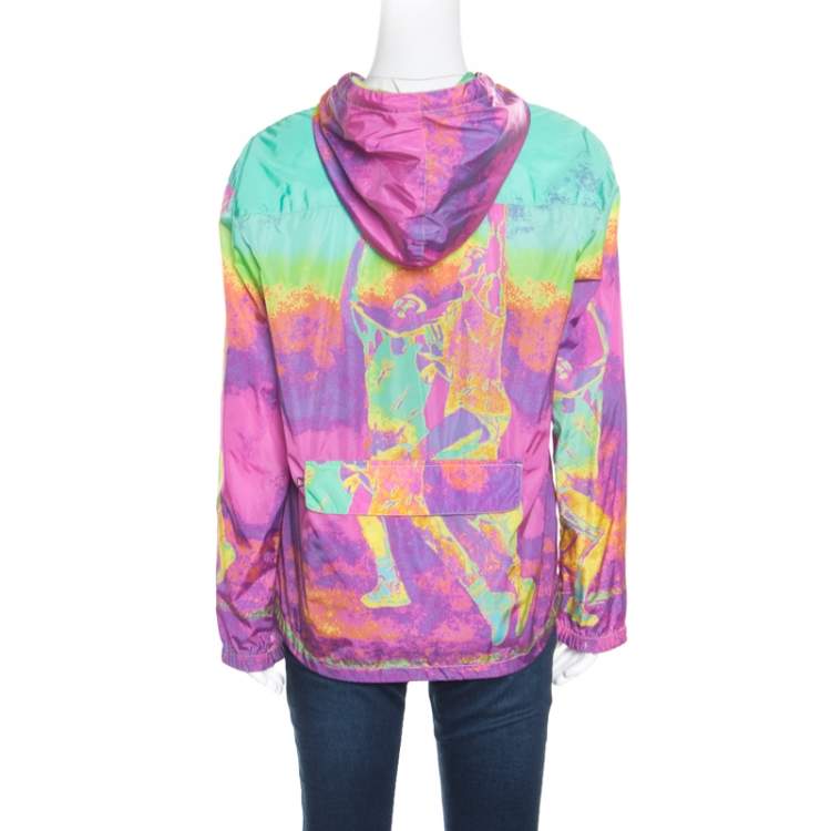 Pre Owned Prada Sport Multicolor Printed Zip Front Belted Hooded Jacket M