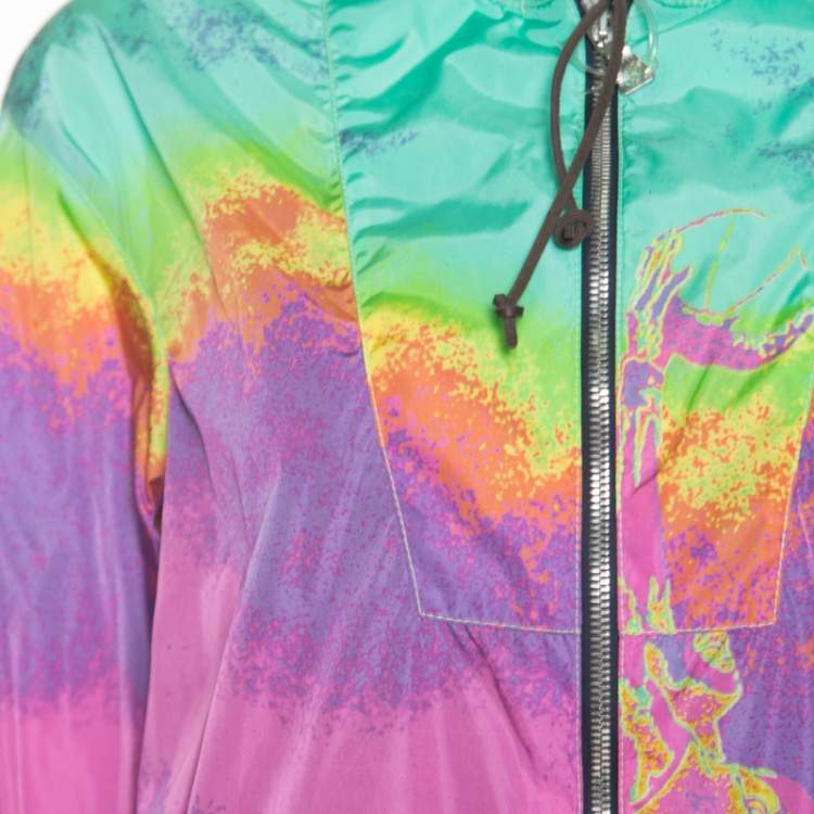 Pre Owned Prada Sport Multicolor Printed Zip Front Belted Hooded Jacket M