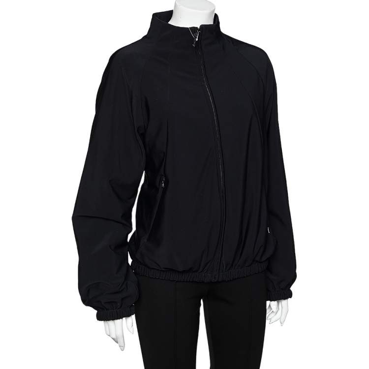 Pre Owned Prada Black Jersey Knit Zip Front Jacket XL