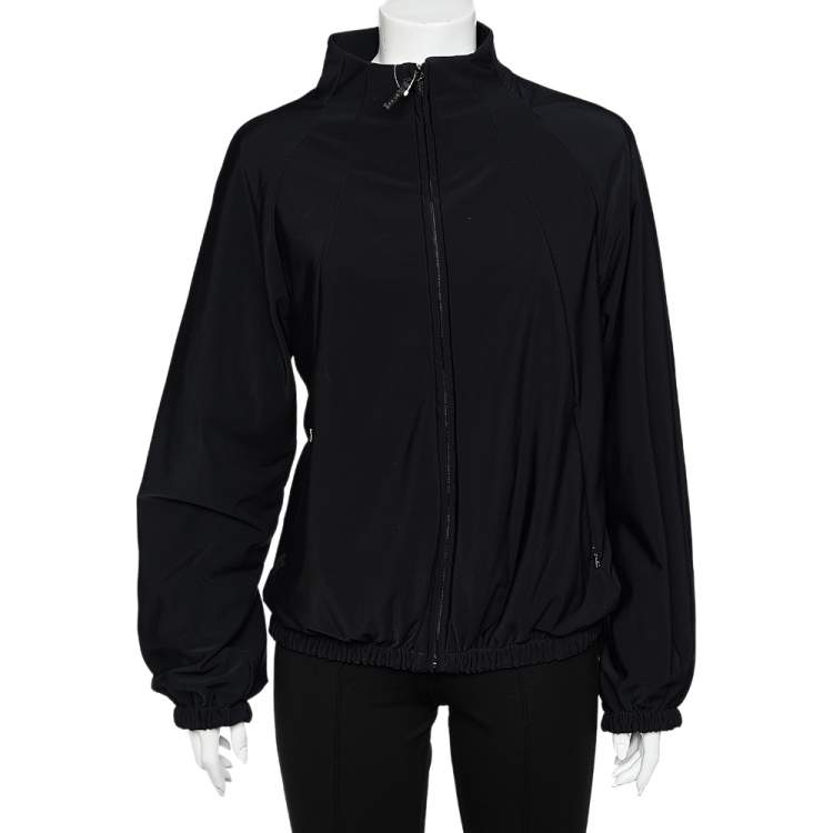 Pre Owned Prada Black Jersey Knit Zip Front Jacket XL